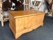 Load image into Gallery viewer, Built from solid pine, this blanket box combines reliable functionality with rustic charm. The weathered exterior reflects its history, though the frame remains structurally robust. A gentle sand could restore the finish to your preference. Perfect for tucking away blankets, children's toys, or off-season belongings, it delivers honest storage with timeless character.
Delivery Available
Overall Dimensions
90.5cm wide x 46.5cm deep x 43cm high