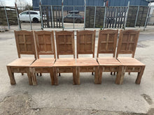 Load image into Gallery viewer, This stunning set of 6 hardwood dining chairs have all been stripped back to their natural untainted state, so may need a coat of wax for protection. They are all structrually sound and in good condition. There are some marks and signs of age but nothing too major.
Overall Dimensions
approx : 46cm wide x 45cm deep x 108cm high
DELIVERY AVAILABLE      
       
For our other items see our website https://fossewayfurniture.co.uk
collection from cv36 or bs36
