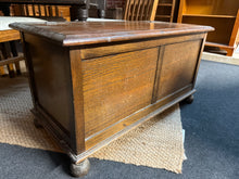 Load image into Gallery viewer, A charming oak blanket box that's built to last, offering both character and practicality. Despite its pre-loved appearance with natural patina marks, this piece remains fully functional and structurally robust. The hinged lid opens to generous storage space, making it perfect for tucking away blankets, linens, or seasonal items while adding warmth to any room.
Delivery Available
Overall Dimensions
91cm wide x 45cm deep. x 48.5cm high 