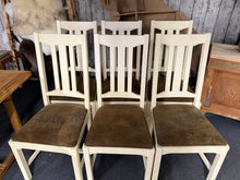 Load image into Gallery viewer, These pre-owned dining chairs offer practical seating for six. While showing their use with minor marks and some colour variation, they remain in serviceable condition and blend seamlessly into most dining spaces. A budget-friendly option for those seeking functional furniture without the new-item price tag.
Delivery Available
Overall Dimensions
approx : 48cm wide x 46cm deep x 106cm high 