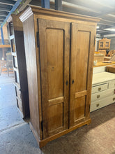 Load image into Gallery viewer, This beautiful antique pine larder remains structurally sound and is in good condition considering its age. While it shows some natural signs of wear, including treated woodworm, you can feel confident in its care. It offers generous storage with 9 cubby holes at the top, 2 drawers, and 4 cubby holes at the base. Plus, it includes its original key, adding a delightful touch of character.
Overall Dimensions
98cm wide x 49cm deep x 166cm high
DELIVERY AVAILABLE      
For our other items see our website ht
