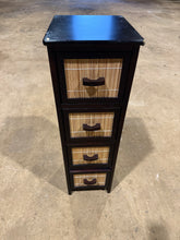 Load image into Gallery viewer, A charming two-tone narrow tallboy that combines practical storage with understated style. Featuring four spacious short drawers, it's perfect for organising bathroom essentials while fitting neatly into compact spaces. Though showing character marks on the top, this piece remains structurally robust and fully functional.
Delivery Available
Overall Dimensions
28cm wide x 33cm deep x 90cm high