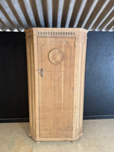 Load image into Gallery viewer, A characterful rustic oak wardrobe with authentic patina. Stripped back to natural wood, it showcases genuine age and character with minor marks and missing trim. A light coat of wax will enhance protection and bring out the grain.
Delivery Available
Overall Dimensions
96cm wide x 43cm deep x 179cm high
