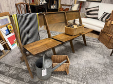 Load image into Gallery viewer, This stunning folding oak wooden pew features traditional craftsmanship with practical hinged seating. Structurally sound and well-maintained, it bears only minor cosmetic marks that enhance its authentic character. The compact folding seat design makes it ideal for dining rooms, hallways, or entryways where space is at a premium. A distinctive piece that combines period charm with functional versatility for any home setting.
Delivery Available
Overall Dimensions
approx : 151cm long x 36.5cm deep x 82cm