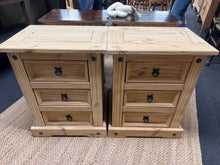 Load image into Gallery viewer, 2 x Stripped Pine Bedsides