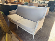 Load image into Gallery viewer, Embrace timeless elegance with this exquisite Gustavian sofa, reminiscent of classic Louis XVI design. Solidly constructed and well-preserved, this three-seater simply awaits a refresh to reveal its full potential. A gentle clean will restore its former glory, transforming it into a show stopping centrepiece that brings refined sophistication to any living space.
Overall Dimensions
approx : 167cm wide x 72cm deep x 90cm high
DELIVERY AVAILABLE
For our other items see our website https://fossewayfu