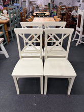 Load image into Gallery viewer, This white 4-piece chair set is made of sturdy construction and comes from IKEA. Although used, they may have minor blemishes, but overall remain in excellent condition.
Overall Dimensions
approx : 46cm wide x 45cm deep x 96.5cm high
DELIVERY AVAILABLE    
For our other items see our website https://fossewayfurniture.co.uk
collection from cv36 or bs36