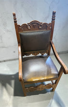 Load image into Gallery viewer, This distinguished Jacobean armchair combines period charm with practical comfort. Structurally sound and in good overall condition, it bears the gentle patina of age with only minor surface marks that enhance its character. Ideal for a fireside setting or reading corner, it offers authentic vintage appeal for collectors and period home enthusiasts alike.
Delivery Available
Overall Dimensions
approx : 53cm wide x 55cm deep x 114cm high