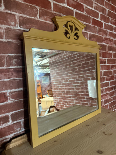 This sweet mirror has been painted in a mustard yellow but unfortunately has some chips but this just adds to its rustic appeal. Perfect for those who want to add some subtle colour. 

Delivery Available

Overall Dimensions

approx : 65cm wide x 69.5cm high
