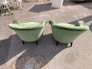 2 x Green Armchairs