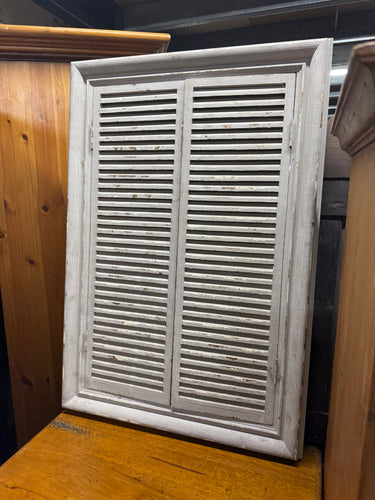 This beautiful two-door shutter window mirror features a charming distressed painted finish and is solidly built with great overall condition. It’s an ideal piece for anyone looking to bring a touch of vintage style into their living space.

Delivery Available

Overall Dimensions

64cm wide x 93cm high      
