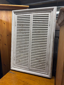 This beautiful two-door shutter window mirror features a charming distressed painted finish and is solidly built with great overall condition. It’s an ideal piece for anyone looking to bring a touch of vintage style into their living space.

Delivery Available

Overall Dimensions

64cm wide x 93cm high&nbsp; &nbsp; &nbsp;&nbsp;
