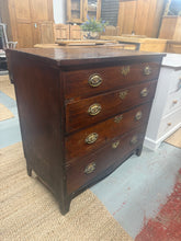 Load image into Gallery viewer, A charming mahogany chest of drawers that combines timeless appeal with practical storage. Featuring four spacious drawers with traditional dovetail joinery, this piece offers reliable functionality for any room. While showing its age with minor surface marks, the solid construction and good overall condition make it a wonderful addition to homes that appreciate character and craftsmanship. Perfect for those seeking authentic vintage furniture with genuine durability.

Overall Dimensions

89cm wide x 46cm d
