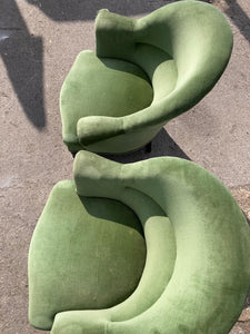 2 x Green Armchairs