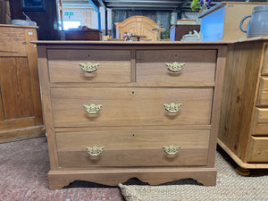 This elegant set of drawers has been expertly stripped down to its original state, and may require a layer of wax for safeguarding. It features 2 short and 2 long dovetail jointed drawers for storage. It previously had a super structure, so there are a few barely noticeable holes on the top.

Overall Dimensions

90.5cm wide x 54cm deep x 76cm high

DELIVERY AVAILABLE      

For our other items see our website https://fossewayfurniture.co.uk

collection from our shop at cv36, our collection zone at bs36 or o