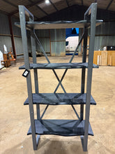 Load image into Gallery viewer, A practical gun metal and black bookcase featuring four removable wooden shelves, perfect for displaying books and décor. This pre-loved piece shows minor cosmetic wear consistent with its history, but remains fully functional and structurally sound. Originally retailed at £525, it offers excellent value for a quality storage solution with genuine character.

Delivery Available

Overall Dimensions

92cm wide x 35cm deep x 180cm high
