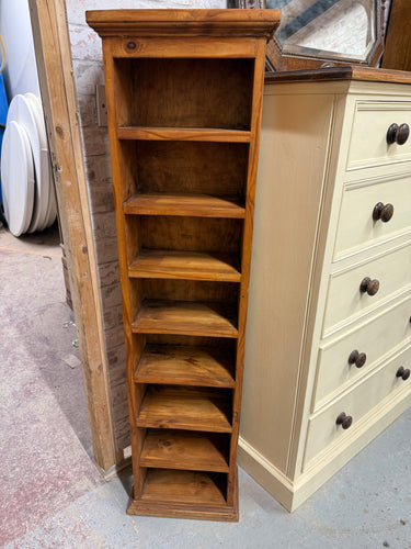 This charming narrow solid pine bookcase is sturdy and in good condition overall. Although it’s previously used and shows some minor marks, they are nothing significant. Featuring seven fixed shelves, it offers plenty of storage space for your books and treasures.

Delivery Available

Overall Dimensions

33cm wide x 19cm deep x 127cm high      
