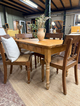 Load image into Gallery viewer, A characterful Victorian pine scrub topped dining table with authentic patina and genuine period charm. Structurally sound and in good overall condition, this piece features two front drawers offering practical storage. Surface marks and wear are consistent with its age and heritage, enhancing rather than detracting from its appeal. Ideal for those seeking genuine vintage character with everyday functionality.

Delivery Available

Overall Dimensions

117cm wide x 73.5cm deep x 77cm high&nbsp;

