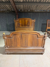 Load image into Gallery viewer,  A charming mahogany double bed with solid construction and authentic character. This pre-loved piece has been well maintained and remains in overall good working order. Minor surface marks and indentations are consistent with its history. Accommodates a standard 4ft 6 mattress. A timeless addition to any bedroom.

Delivery Available

Overall Dimensions

153cm wide x 206m long&nbsp;

headboard height : 132cm&nbsp;

footboard height : 99cm 

