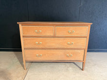 Load image into Gallery viewer, A beautiful mahogany chest of drawers, stripped to reveal its natural grain and warm tones. Structurally sound with dovetail joinery throughout. Features two short dovetail-jointed drawers above two generous long drawers, offering ample storage. The bare wood finish showcases the quality craftsmanship and allows you to personalise with your choice of stain or wax. A versatile piece that works equally well in period or contemporary interiors.

Delivery Available

Overall Dimensions

107cm wide x 50cm deep x 
