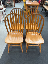 Load image into Gallery viewer, Set of four solid pine dining chairs in good structural condition. Each chair shows honest wear and patina from use, making them ideal for restoration projects or upcycling. Perfect for buyers seeking authentic vintage pieces with character and potential.

Delivery Available

Overall Dimensions

approx : 45.5cm wide x 44.5cm deep x 96cm high

