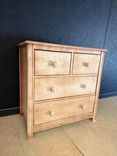 Load image into Gallery viewer, A charming chest of drawers from Mama &amp; Papa's, stripped back to natural wood. Features two short drawers over two long drawers, offering practical storage for any room. Structurally sound and in good condition. The bare wood finish provides an authentic character—a light coat of wax will enhance protection and bring out the grain.&nbsp;

Delivery Available

Overall Dimensions

90cm wide x 52.5cm deep x 90cm high

