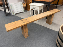 Load image into Gallery viewer, Available to view in store

A charming solid wood dining bench with authentic rustic character, perfect for country-style interiors. This pre-loved piece shows honest signs of age and use, including surface marks that add to its vintage appeal. Structurally sound and ready to enhance your dining space with natural warmth and traditional craftsmanship.

Delivery Available

Overall Dimensions

182cm wide x 22cm deep x 49cm high

Split the cost over 3 months with KLARNA when you spend £50 or more &nbsp; &nbsp;
