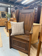 Load image into Gallery viewer, A charming solid pine lambing chair with authentic character. Structurally sound and in good condition, this vintage piece bears gentle signs of use that add to its rustic appeal. Ideal for a hallway, dining room, or any space needing a touch of traditional farmhouse style. A practical and characterful seating solution with genuine heritage.

Delivery Available

Overall Dimensions

69cm wide x 47cm deep x 122cm high

