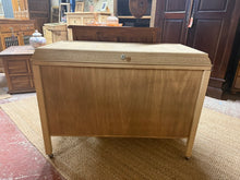Load image into Gallery viewer, A charming stripped oak blanket box with solid construction and timeless appeal. This pre-loved piece shows gentle signs of use with minor surface marks that add to its character. The hinged lid opens to generous storage space, perfect for blankets, linens, or seasonal items. An authentic addition to any bedroom or living room.

Delivery Available

Overall Dimensions

93cm wide x 49cm deep x 71cm high
