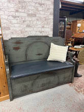 Load image into Gallery viewer, A charming distressed wooden bench finished in a soft blue tone, combining vintage appeal with practical durability. Structurally sound and well-preserved, it bears only minor character marks that enhance its rustic aesthetic. Ideal for creating a welcoming focal point in entryways, hallways, or casual dining spaces where style meets function.

Delivery Available

Overall Dimensions

137cm wide x 52cm deep x 107cm high

