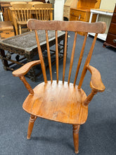 Load image into Gallery viewer, A sturdy pine kitchen carver in solid working order. This pre-loved piece shows its age with minor surface marks and patina, but remains fully functional and ready for everyday use. Honest wear adds character without compromising quality or performance.

Delivery Available

Overall Dimensions

approx : 57cm wide x 42cm deep x 92cm high

