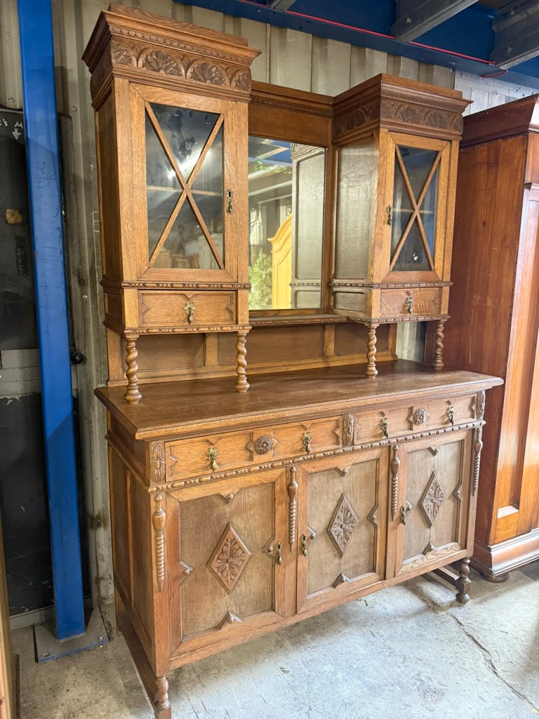 This beautifully crafted wooden dresser is sturdy and in excellent condition. While there may be a few minor blemishes, they do not significantly affect the overall quality. The top section features two cupboards and two drawers, while the lower section includes one double and one single cupboard, providing ample storage space. Additionally, this dresser can be disassembled into two pieces for easier transportation.

Overall Dimensions

approx : 149cm wide x 60cm deep x 211cm high

DELIVERY AVAILABLE      
