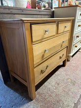 Load image into Gallery viewer, A charming satinwood chest of drawers with solid construction and authentic character. Features two short dovetail-jointed drawers above two spacious long drawers, offering practical storage solutions. The piece shows gentle signs of age and use—minor marks that add to its vintage appeal. Replacement handles have been fitted and can easily be swapped to suit your décor. A versatile addition to any bedroom or living space.

Delivery Available

Overall Dimensions

91cm wide x 44.5cm deep x 78cm high&nbsp;

