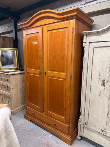 This sturdy solid pine wardrobe is in great shape overall, with just a few minor marks which can be easily covered with a fresh coat of paint. It features 4 shelves and a hanging rail, providing ample storage space. The wardrobe includes 2 keys and can be fully dismantled to make moving it simple and hassle-free.

Overall Dimensions

130cm wide x 65cm deep x 219cm high

DELIVERY AVAILABLE      

HAVE THIS PAINTED A COLOUR OF YOUR CHOICE FOR AN EXTRA £100 OR HAVE IT COMPLETELY STRIPPED BACK FOR JUST £120    