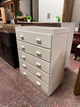 Load image into Gallery viewer, A practical storage solution featuring five spacious drawers, this chest combines functionality with reliable construction. Ideal for bedrooms, living spaces, or hallways, it offers ample room for clothing, linens, and household essentials.&nbsp;

Delivery Available

Overall Dimensions

76cm wide x 40.5cm deep x 95cm high

