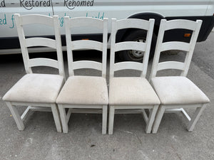 This charming set of four pine ladder back dining chairs are sturdy and in generally good shape. While a little refresh and a clean for the seats would bring them back to their best, they’re ready to brighten up your dining space perfectly.

Overall Dimensions

approx : 48cm wide x 46cm deep x 108.5cm high

DELIVERY AVAILABLE      

HAVE THIS PAINTED A COLOUR OF YOUR CHOICE FOR AN EXTRA £100 OR HAVE IT COMPLETELY STRIPPED BACK FOR JUST £120    

For our other items see our website https://fossewayfurniture.