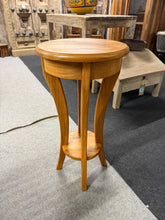 Load image into Gallery viewer, A stunning Indonesian teak Kartini side table with solid construction and reliable condition. The surface displays modest wear marks consistent with its use, but nothing that detracts from its functionality. Perfect for holding plants, drinks, or simply adding authentic vintage appeal to your space.

Delivery Available

Overall Dimensions

32.5cm diameter x 66cm high&nbsp;

