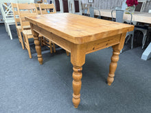 Load image into Gallery viewer, This delightful vintage pine dining table is solidly built and in great shape. It features minor wear that enhances its character and comfortably seats six, perfect for gathering around with family and friends.

Overall Dimensions

122cm long x 74cm wide x 79cm high

DELIVERY AVAILABLE      

For our other items see our website https://fossewayfurniture.co.uk

collection from our shop at cv36, our collection zone at bs36 or otherwise delivery is available

