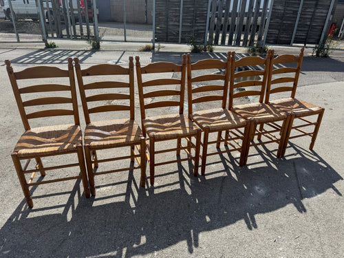 This charming set of 6 pine dining chairs are sturdy and in generally good shape. While they have some signs of use, the marks are minor and don’t take away from their overall appeal.

Delivery Available

Overall Dimensions

approx : 44cm wide x 40cm deep x 100cm high 
