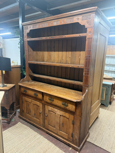 This charming old solid pine dresser is sturdy and generally in great shape. While it shows some minor signs of age, they’re nothing significant. It offers plenty of storage space with three shelves above two drawers and a double cupboard. Plus, it separates into two parts for easy transport.

Overall Dimensions

144cm wide x 48cm deep x 203cm high

DELIVERY AVAILABLE      

For our other items see our website https://fossewayfurniture.co.uk

collection from our shop at cv36, our collection zone at bs36 or 