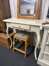 Load image into Gallery viewer, This white Gustavian dressing table combines solid construction with vintage character. The piece has a few light surface marks, yet remains fully functional and dependable. A single drawer offers convenient storage for your essentials.&nbsp;

Delivery Available

Overall Dimensions

84cm wide x 39cm deep x 80cm high&nbsp;

