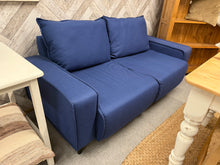 Load image into Gallery viewer, Embrace comfort with this impressive navy 2-3 seater sofa. This gently used piece maintains excellent overall condition, with only minor imperfections. A wonderful choice for those valuing quality furniture that combines durability with genuine character and warmth.

Overall Dimensions

approx : 164cm long x 84cm deep x 88cm high

DELIVERY AVAILABLE      

For our other items see our website https://fossewayfurniture.co.uk

collection from our shop at CV36 4QZ or purchase online for delivery.

