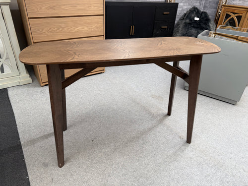 A versatile console table that beautifully blends contemporary style with rustic character. This piece shows only light signs of use and remains in excellent working order. Whether you're looking to furnish your hallway or fill an awkward corner, this charming table is the ideal solution for adding both function and flair to your space.

Delivery Available

Overall Dimensions

120cm wide x 40cm deep x 75cm high        
