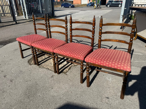 This charming set of 4 oak chairs combines timeless style with solid craftsmanship. Each chair is sturdy and well-built, ensuring lasting comfort and support. While these chairs have been gently used, they only display minimal signs of wear, adding character without detracting from their overall good condition. Perfect for dining or casual seating, this set offers both practicality and classic appeal to brighten up your home.

Delivery Available

Overall Dimensions

approx : 54cm wide x 47cm deep x 95cm hig