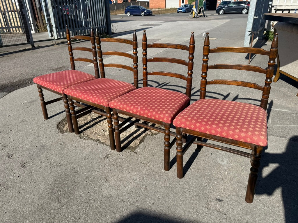 This charming set of 4 oak chairs combines timeless style with solid craftsmanship. Each chair is sturdy and well-built, ensuring lasting comfort and support. While these chairs have been gently used, they only display minimal signs of wear, adding character without detracting from their overall good condition. Perfect for dining or casual seating, this set offers both practicality and classic appeal to brighten up your home.

Delivery Available

Overall Dimensions

approx : 54cm wide x 47cm deep x 95cm hig