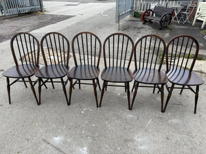 This lovely set of 6 Windsor dining chairs combines timeless design with sturdy construction, perfect for enhancing your dining area. All chairs are structurally sound and in overall good condition, showing some gentle wear and marks that reflect their history but do not affect their usability. These charming chairs are ideal for family dinners, gatherings, or simply adding a touch of classic elegance to your home.

Overall Dimensions

approx : 41.5cm wide x 41.5cm deep x 90cm high

DELIVERY AVAILABLE      