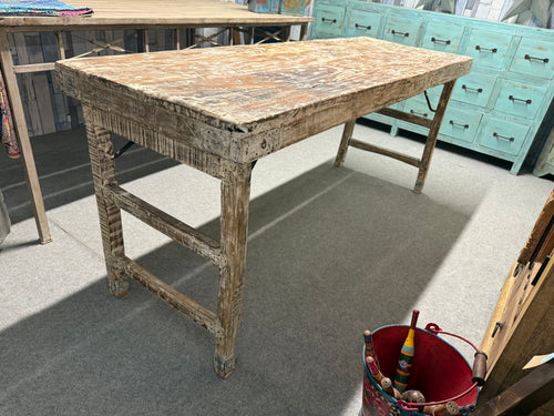 A charming solid wood folding table with a crisp white wash finish that brings character to any space. Despite its pre-loved history, this piece remains sturdy and reliable, with only minor cosmetic marks that add to its authentic appeal. The ingenious folding leg design makes it wonderfully practical for flexible living—perfect for tucking away when you need extra room or transporting with ease. An excellent choice for those who value both functionality and sustainable style.

Overall Dimensions

175cm wid