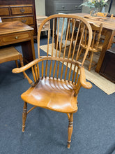 Load image into Gallery viewer, This distinctive barrel-backed chair combines vintage appeal with reliable construction. Though showing natural signs of age through minor surface wear, the piece remains fully functional and structurally sound. Perfect for establishing a welcoming reading nook or adding warmth beside a fireplace, it delivers authentic character and comfort. The patina tells a story of years well-lived, while its solid build ensures years ahead. A thoughtful choice for those who appreciate vintage furniture with genuine sub
