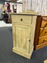 Load image into Gallery viewer, A charming painted pot cupboard with distressed detailing. Sturdy construction featuring one practical drawer positioned above a single cupboard, offering convenient storage for kitchen essentials or decorative pieces. Well-maintained condition with timeless character perfect for farmhouse, cottage, or vintage-inspired interiors.

Delivery Available

Overall Dimensions

40.5cm wide x 33.5cm deep x 86cm high

