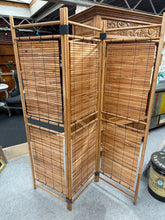 Load image into Gallery viewer, Discover the timeless appeal of this bamboo room divider—a versatile piece that combines natural beauty with reliable durability. Crafted to withstand everyday use, this divider showcases authentic character with minor wear that only adds to its charm. Perfect for creating intimate spaces, defining room layouts, or adding an elegant focal point to any interior, it delivers both function and style without compromise.

Overall Dimensions

each panel measures : 46cm wide x 160.5cm high

DELIVERY AVAILABLE     
